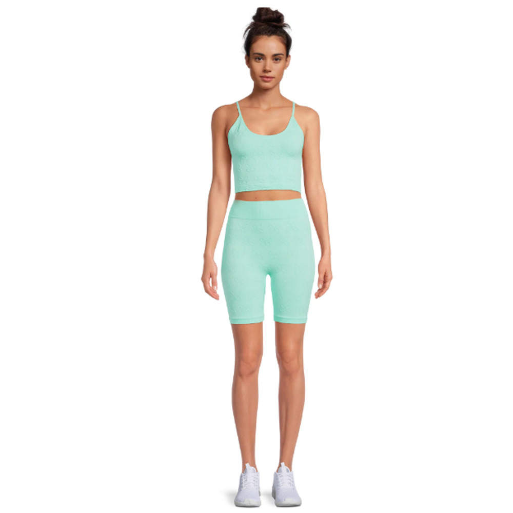 No Boundaries Juniors Seamless Jacquard Tank Top & Bike Shorts Set 2-Piece Green